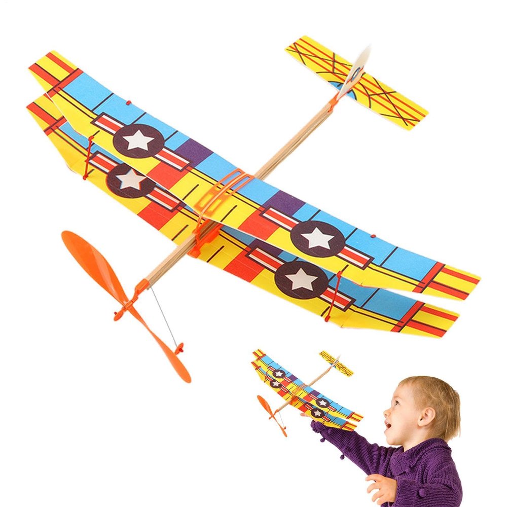 2 X Airplane Toy Realistic, Rubber Band Airplanes, Balsa Wood Airplan