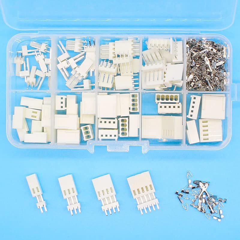 FHVQRCUNS KF2510 Kits 40 Sets Kit in Box 2p 3p 4p 5 pin 2.54mm Pitch Terminal/Housing/Pin Header Connectors Adaptor