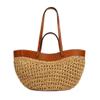 CLOTHBAG Straw Beach Bags for Women, Purse Tote with PU Shoulder Strap, Large Straw Beach Bag for Shopping & Vacation Days view 1