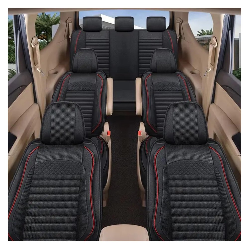 LYBCEOUF Car Seat Cover Specific Compatible with 7 Types 3 Rows 6 Or 7 Seats SUV MPV Accessories Linen Material 7-Seater Car Seat Cushion