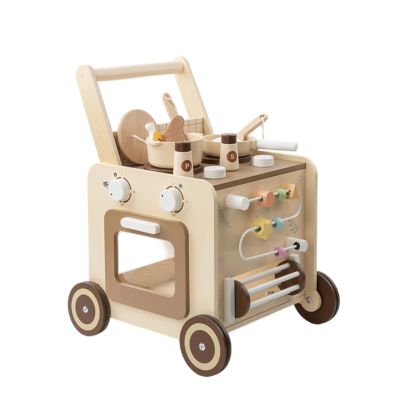 FytStycale Kitchen Cart Pusher Interactive Activity Toy Cart Multifunctional for Young Children, Beaded Kitchen Cart