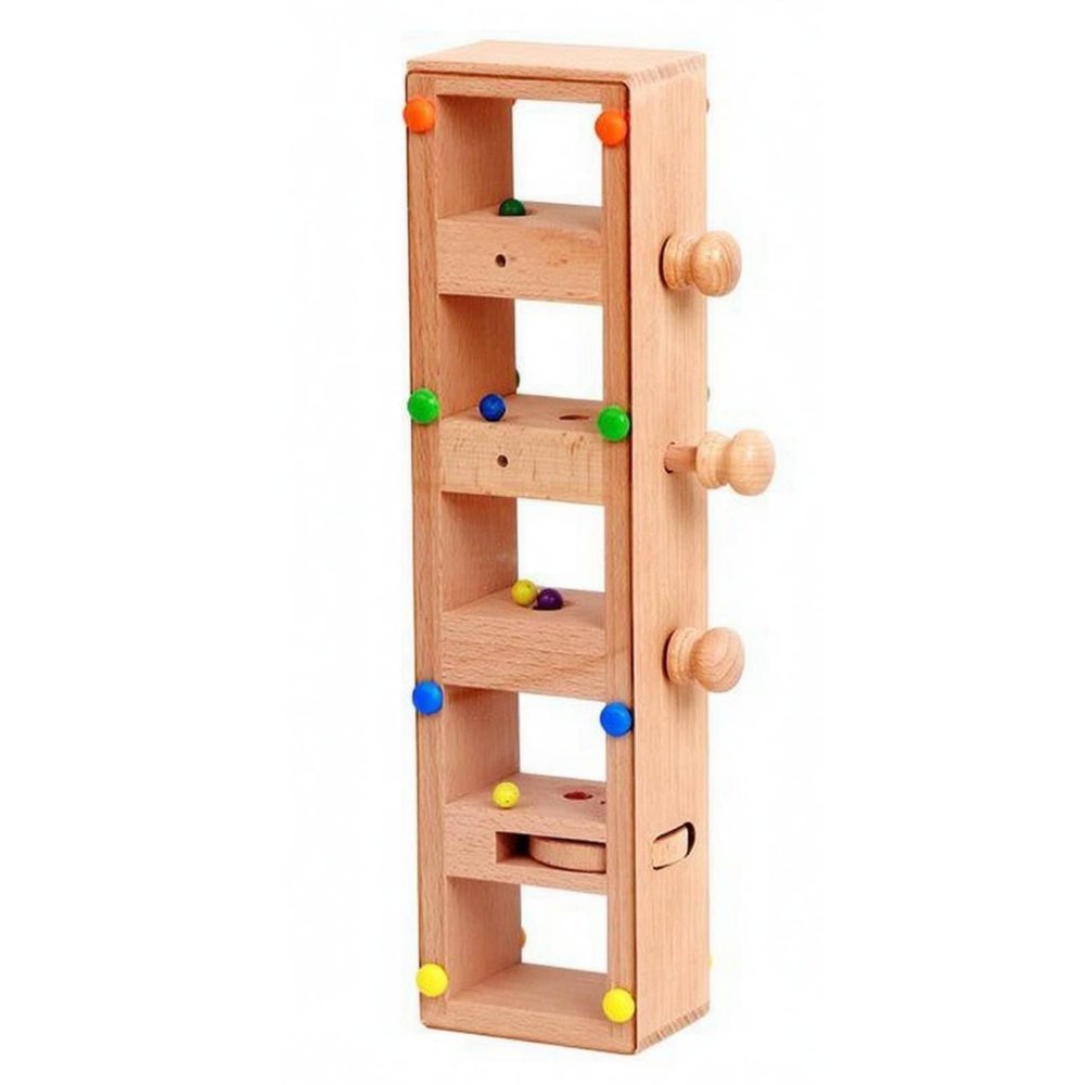 FytStycale Wooden Marble Track Toy Tall Rectangular Marble Track Set Problem Solving for Children