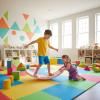 Milageto Kids Balance Board Motor Skill Development Curved Wobble Board Versatile Active Play Equipment for Playroom, Daycare, Array, Yellow view 3