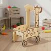 FytStycale Wooden Shopping Cart Toy Push and Pull Doll Slotted Side Panels for Children, Pink Shopping Cart view 4