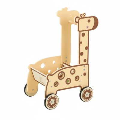 Xgdsnly Wooden Shopping Cart Toy Push and Pull Doll Screen for Children, Giraffe Shopping Cart
