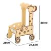 Xgdsnly Wooden Shopping Cart Toy Push and Pull Doll Screen for Children, Giraffe Shopping Cart view 2