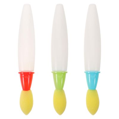 OUNONA 3pcs Sidewalk Chalk Brush - DIY Craft Drawing Chalk Painting Tools with Sponge Applicator - Easy Grip for Sidewalk Drawing, Blackboard, Schoolwork, 3 Colors