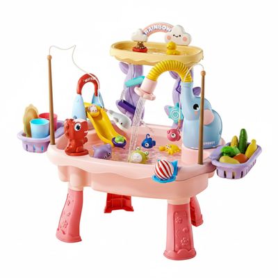 Ameble Play Sink for Toddlers 1-3, Water Table for Toddlers 1-3 Play Sink with Running Water Electric Circulation Toy with Adjustable Legs Multi- Activities, Style- for -