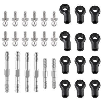 1Set Stainless Steel Adjustable Linkage Link Rod Set w/Ball End for LO-SI 1/24 Micro-B 2WD Buggy RC Car Upgrade Parts