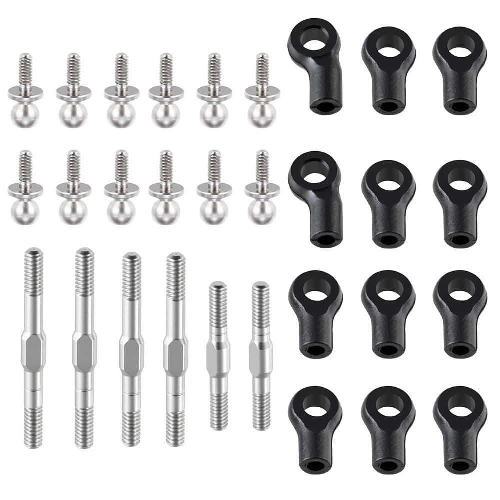 1Set Stainless Steel Adjustable Linkage Link Rod Set w/Ball End for LO-SI 1/24 Micro-B 2WD Buggy RC Car Upgrade Parts