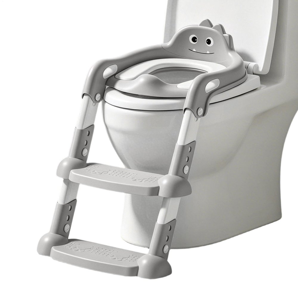 Toilet Potty Training Seat Adjustable Step Height Chair with Backrest