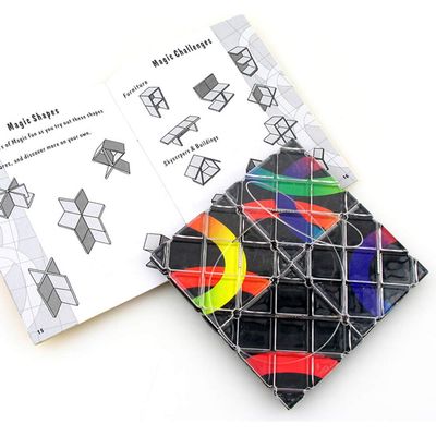 RiToEasysports 8 Panels Folding Puzzle Cube, Twisty for 6 Years Old Kids, with Hand Eye Coordination Training (Black A)