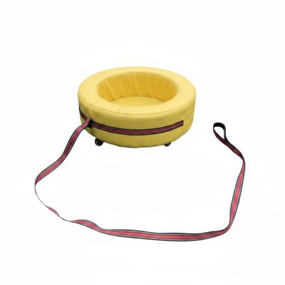 Simhoa Children Training Scooter Sit-on Pull Wagon Ride Vehicle with Soft PU Cushion Full Rotation Wheels and Suitable for Classroom use Teamwork Coordination Games, Yellow