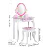 ZOMEYLPO Kids Vanity Set Wooden Girls Vanity Table and Chair Set with Mirror and Stool 23.6 x 11.8 x 40.6 in Pull Out Drawer Side Jewelry Boxes for Toddlers Role Play view 2