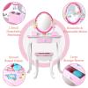 ZOMEYLPO Kids Vanity Set Wooden Girls Vanity Table and Chair Set with Mirror and Stool 23.6 x 11.8 x 40.6 in Pull Out Drawer Side Jewelry Boxes for Toddlers Role Play view 3