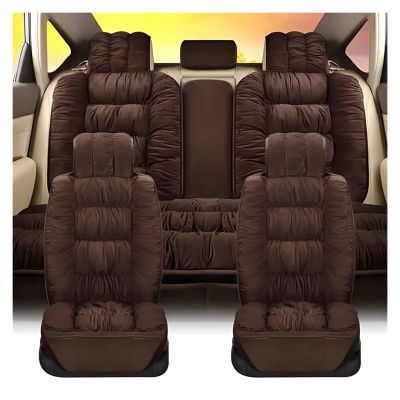 LYBCEOUF Winter Warm Car Seat Cover Ultra-Soft Vehicle Seat Cushion Compatible Full-Wrapped Seat Protector Sedan SUV