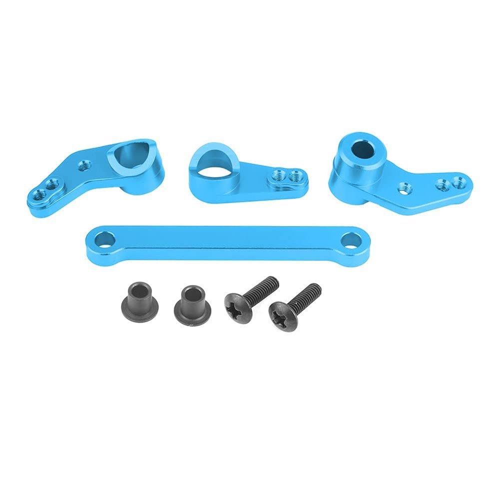 LKHUYA Aluminium Alloy Steering Servo Saver Complete for FS 53633/51805 / 51806 1/10 Scale RC Car, CNC Machined, Anodized Outer Layer, Blue (532007B)