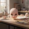 Guohetuk Doll Figure Ball Jointed Model Flexible Articulated Collectible Design Interchangeable Parts Surface for Painting Customization Suitable for Makeup Training Gift Giving, Chuchu Makeup Head view 2