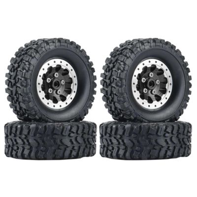 NAVXRSE RC Car Accessories for MN 78 D90 MN90 MN91 MN96 MN98 MN99 MN99S rc Car 4Pcs Metal Beadlock Wheel Hub Rim and Rubber Tire RC Upgrade Parts Accessories