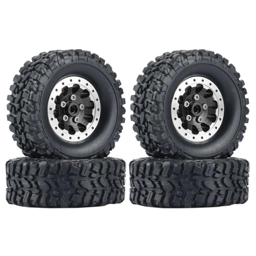 NAVXRSE RC Car Accessories for MN 78 D90 MN90 MN91 MN96 MN98 MN99 MN99S rc Car 4Pcs Metal Beadlock Wheel Hub Rim and Rubber Tire RC Upgrade Parts Accessories