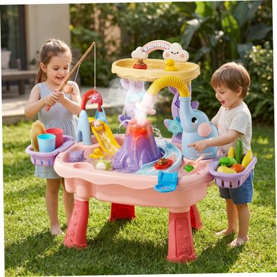 NewGtuizi Play Sink for Toddlers 1-3, Water Table for Toddlers 1-3 Play Sink with Running Water Electric Circulation Toy with Adjustable Legs Multi- Activities, Style-, Utilisation d't