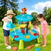 Linkowin Kids Flower Water Sand Table for Toddlers, 2 Tier Kids Outdoor Water Sand Play Table Toys, Splash Sensory Table for Summer Beach Activity Party for Boys Girls (Age 3+) view 3