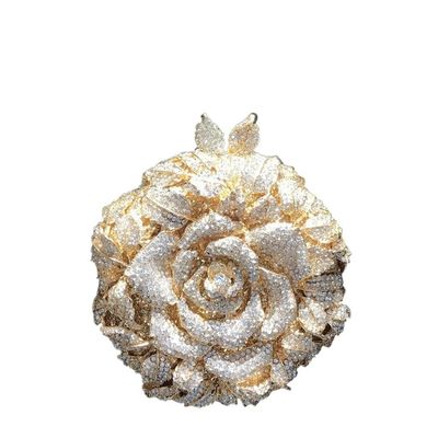 Makeup Dinner Bag Flower Waterstone Party Dress With Chain Small Round Bags