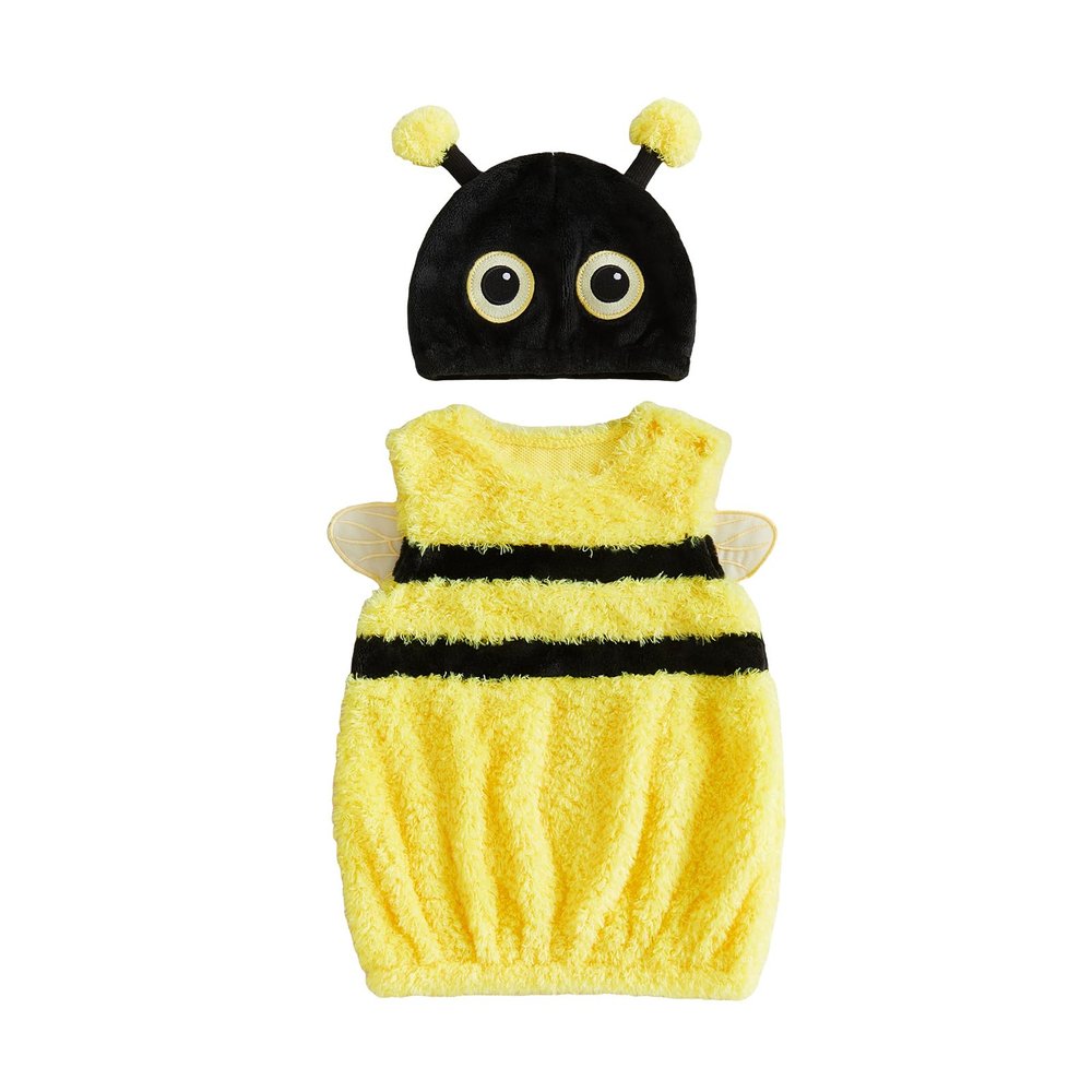 Ayalinggo Baby Dinosaur Costume Boy Girl Cute Halloween Animal Fuzzy Cosplay Outfits (Yellow Bee, 12-18 Months)