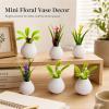 ZZGSUS Mini Floral Vase Decor Set of 6, Miniature Flower Vase Ornaments for Desk Shelf Dollhouse, Tiny Faux Plant Accents for Micro Landscape, Car Dashboard, Home Office Decor view 2