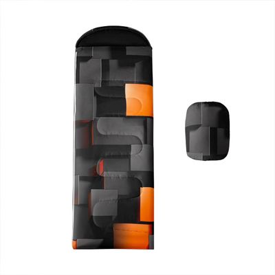 jejeloiu 3D Block Kids Sleeping Bag for Girls Boys Abstract Geometric Warm Cool Weather Camping Sleeping Bags Black Orange Waterproof Hiking Indoor Outdoor Camping Gear with Compression Sack