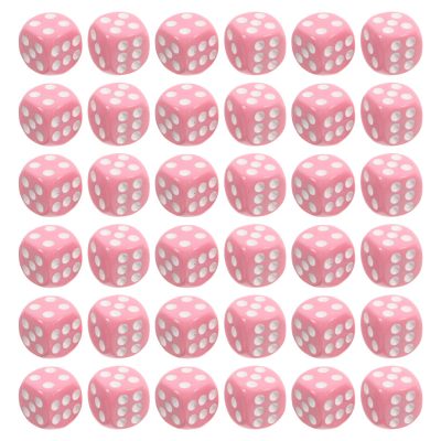 JEWEDECO 100pcs Pink Acrylic Mini Dice Set Round Corners for Gaming and Math Learning, Versatile Use in Bars and Social Settings, Safe and Stylish Table Game Accessories