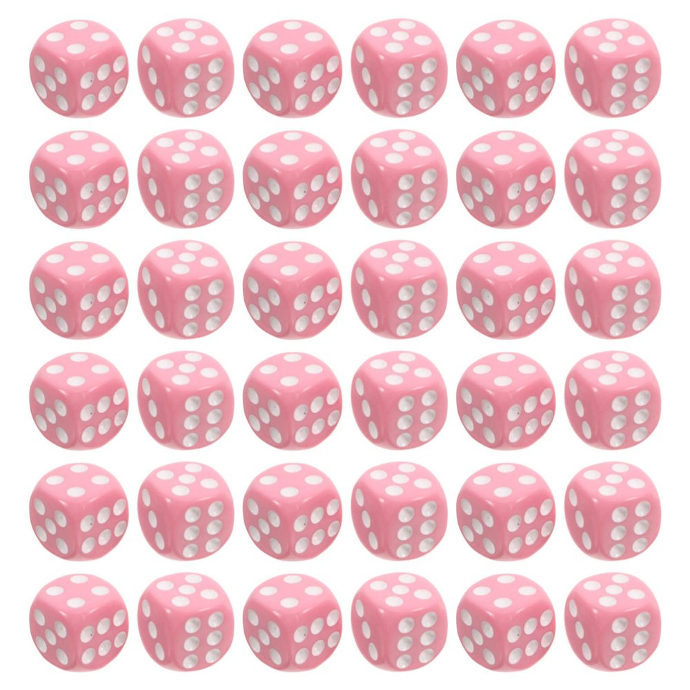 JEWEDECO 100pcs Pink Acrylic Mini Dice Set Round Corners for Gaming and Math Learning, Versatile Use in Bars and Social Settings, Safe and Stylish Table Game Accessories