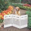 47.5'' Indoor/Outdoor Free Standing Adjustable Solid Wood 3 Panel Bone Design Pet Gate - White view 2