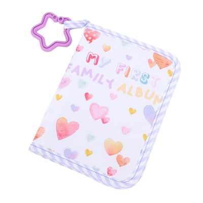Rengue Baby Photo Album Soft Polyester Baby Memory Book Holds 17 4x6 Photos with Safe Mirror Heart Pattern Cover for Newborns Toddlers Nursery Keepsake