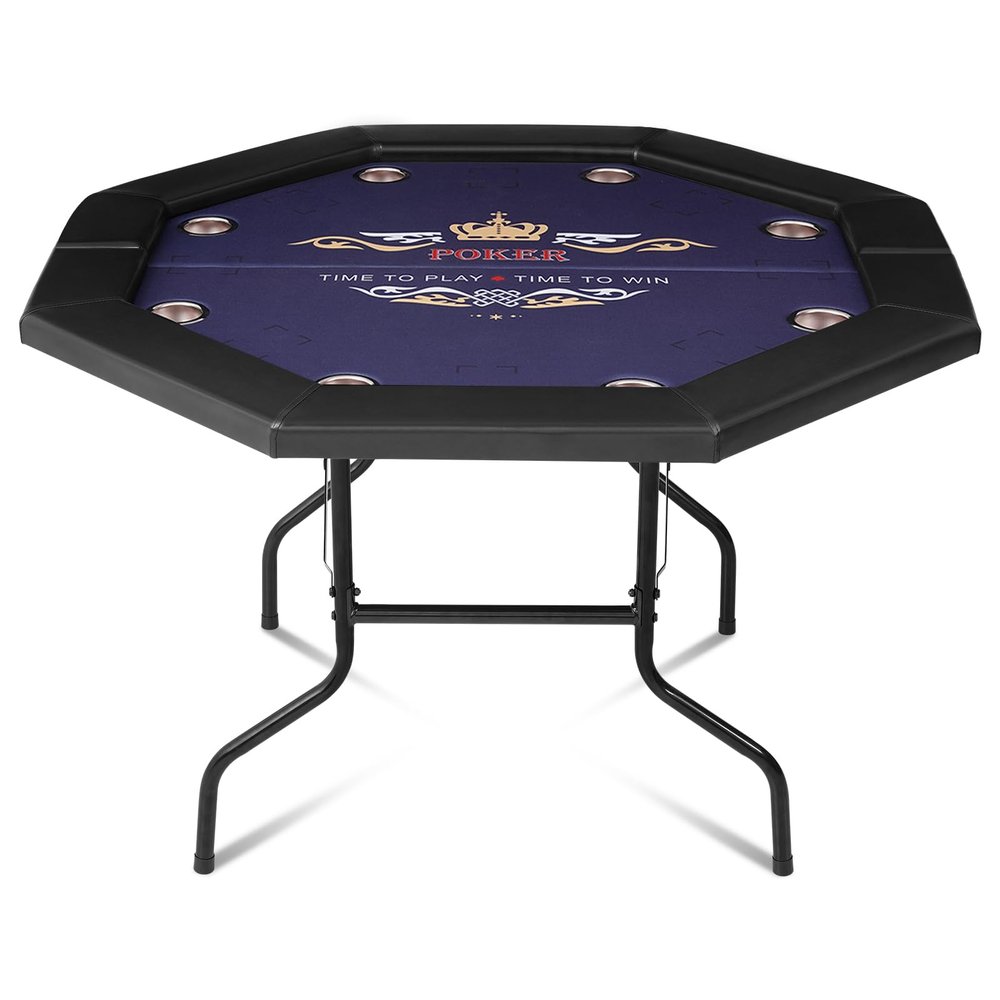 REAHOISY 48" Foldable Poker Table for 8 Players, Portable Texas Holdem