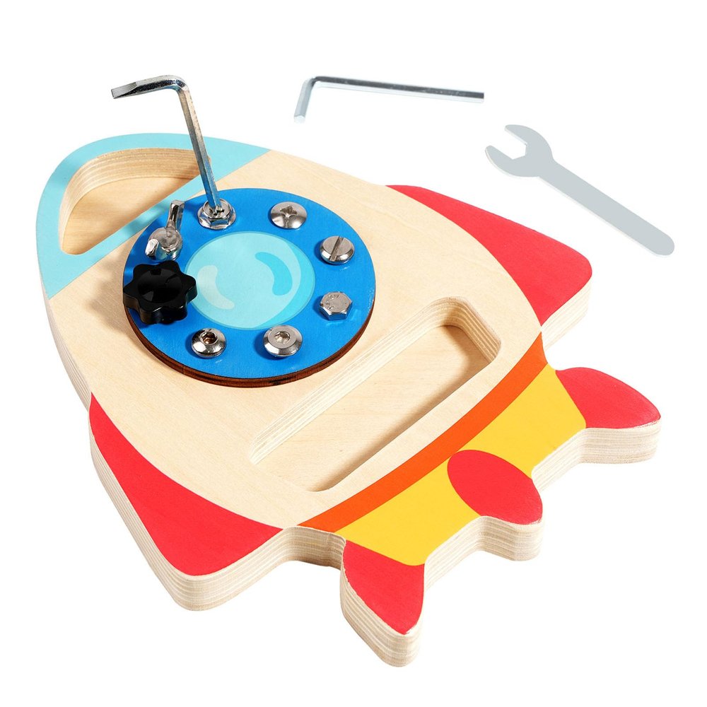 ZQsmgs Wooden Rocket Screw Driver Board Toy, Fine Motor Skill Toy
