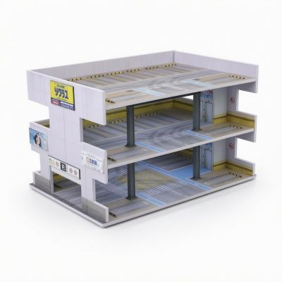KQFCAZRE 1:64 Parking Building Model Multi-Level Parking Garage Model Openexterior Facility 3 Layer for Shelf, Desk, Japanese Parking Garage Scene B