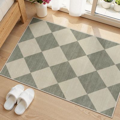 GAQ33T Boho Round Area Rug, Washable Non Slip Circular Floor Carpet, for Living Room, Bedroom, Bathroom and Daily Indoor Use(Blue/Grey,2' x 3' (Rectangular))