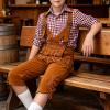 Boys Oktoberfest Costume, Lederhosen Gingham Shirt Lederhosen Shorts Traditional German Costume view 4