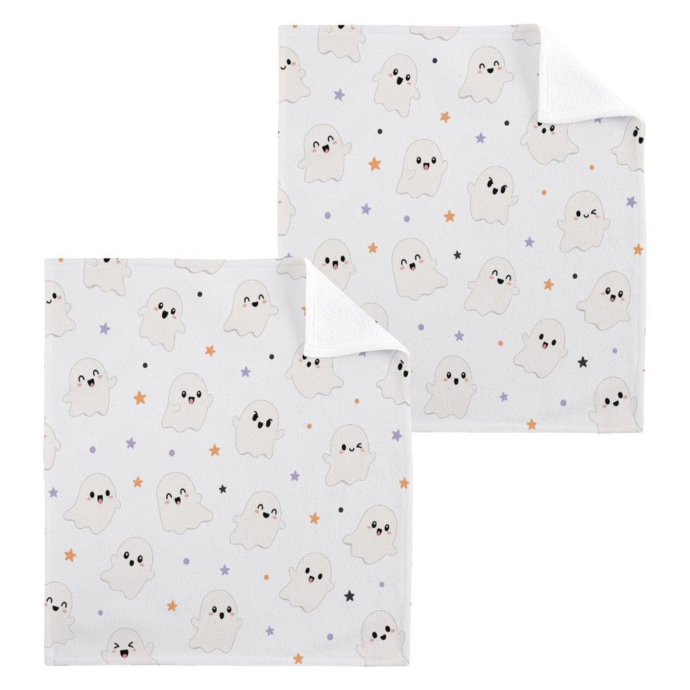 Gravopti Halloween Boo Baby Cotton Washcloths 6 Pack Cotton Newborn Wash Cloths, Super Soft Absorbent Baby Face Towels for Bathing, Feeding, Burping, Drooling, 12 x 12 Inch