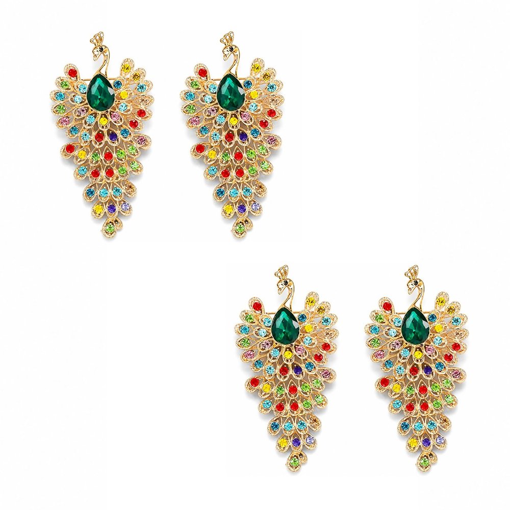 LUOZZY 4 Pcs Colorful Peacock Brooch Pin for Women Dress Coat Scarf Hat