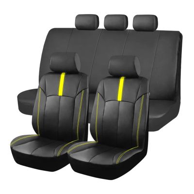 LYBCEOUF Universal PU Car Seat Covers Compatible for Most Car SUV Truck Van Accessories Interior Sporty Design PU Seat Covers