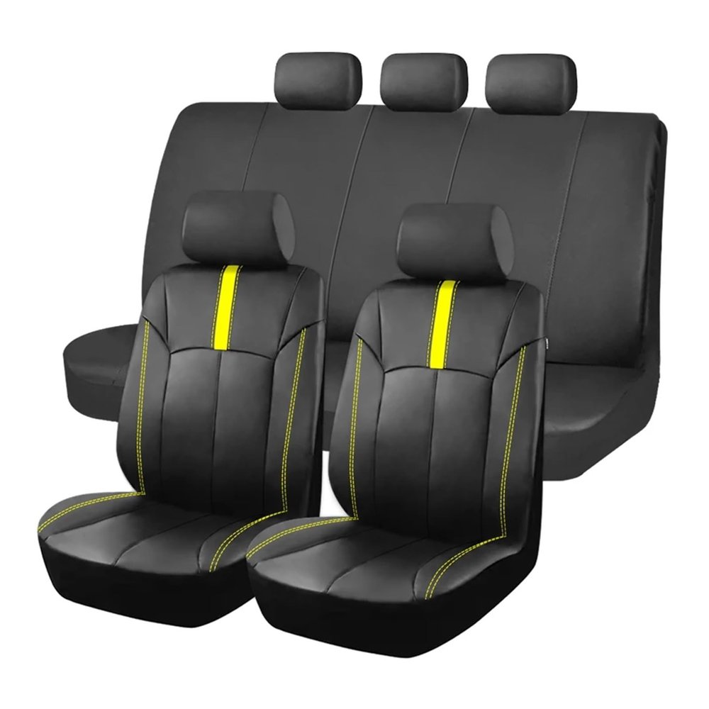 LYBCEOUF Universal PU Car Seat Covers Compatible for Most Car SUV Truck Van Accessories Interior Sporty Design PU Seat Covers