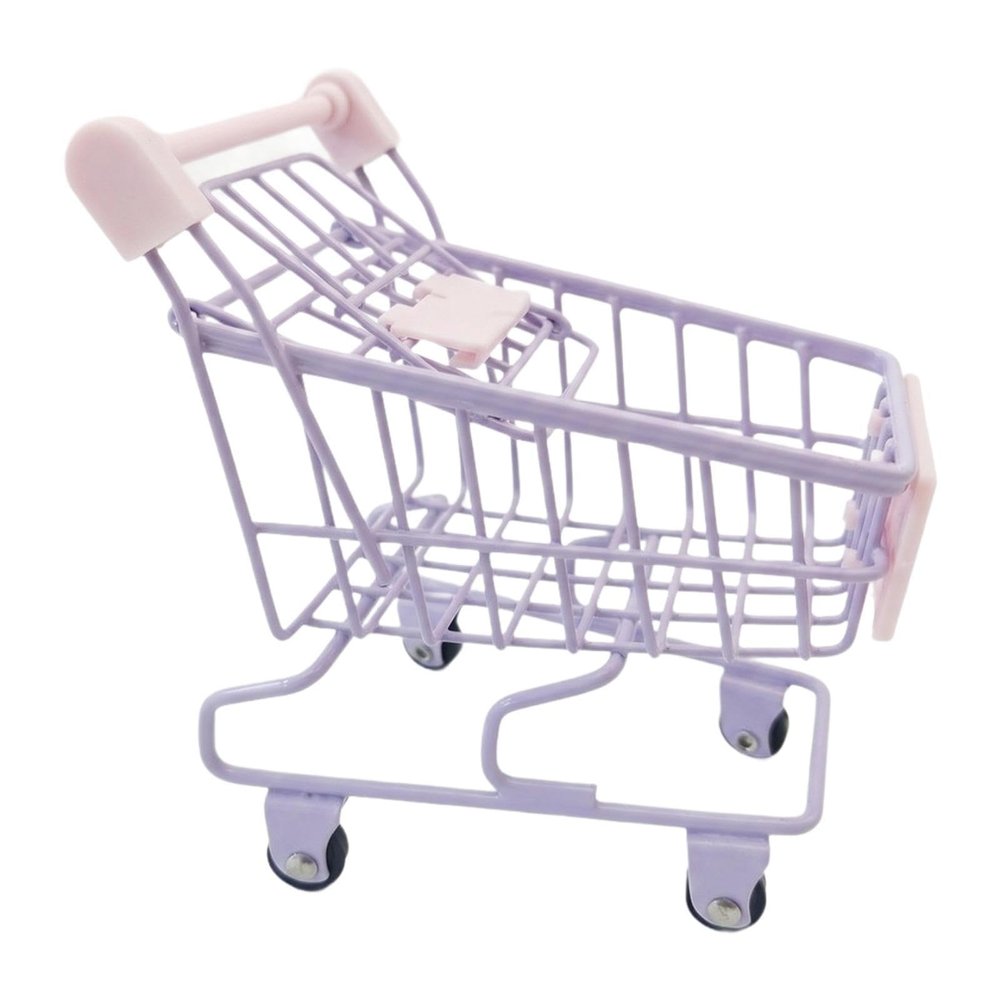 Almencla Mini Shopping Cart Early Educational Mart Utility Grocery Toy Iron Material Suitable for Children Office Desk Decoration Collectors, Purple