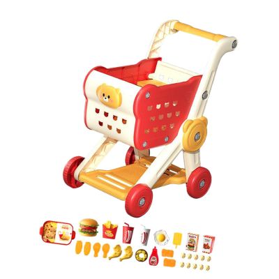 Chosertory Kids Shopping Cart Set,Simulation Realistic Learning Shopping Skills,Interactive Kids Pretend Grocery Cart,Educational Toys, red