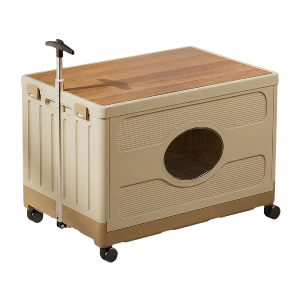 YWJLQH Rolling Cart with Lid with Handle Multifunctional Trunk Storage Bin Shopping Carts Storage Bins with Wheels for Toys File, Brown