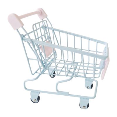 Yunhgft Mini Shopping Cart Kids Decorative Toy Supermarket Organizer Realistic Iron Piece Suitable for Gift Giving Collectors Desk Decoration, Blue