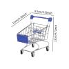 Almencla Mini Shopping Cart Utility Supermarket Trolley Toy Organizer Push Toy Iron Construction Suitable for Office Desk Kids, Dark Blue view 2