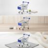 Almencla Mini Shopping Cart Utility Supermarket Trolley Toy Organizer Push Toy Iron Construction Suitable for Office Desk Kids, Dark Blue view 4