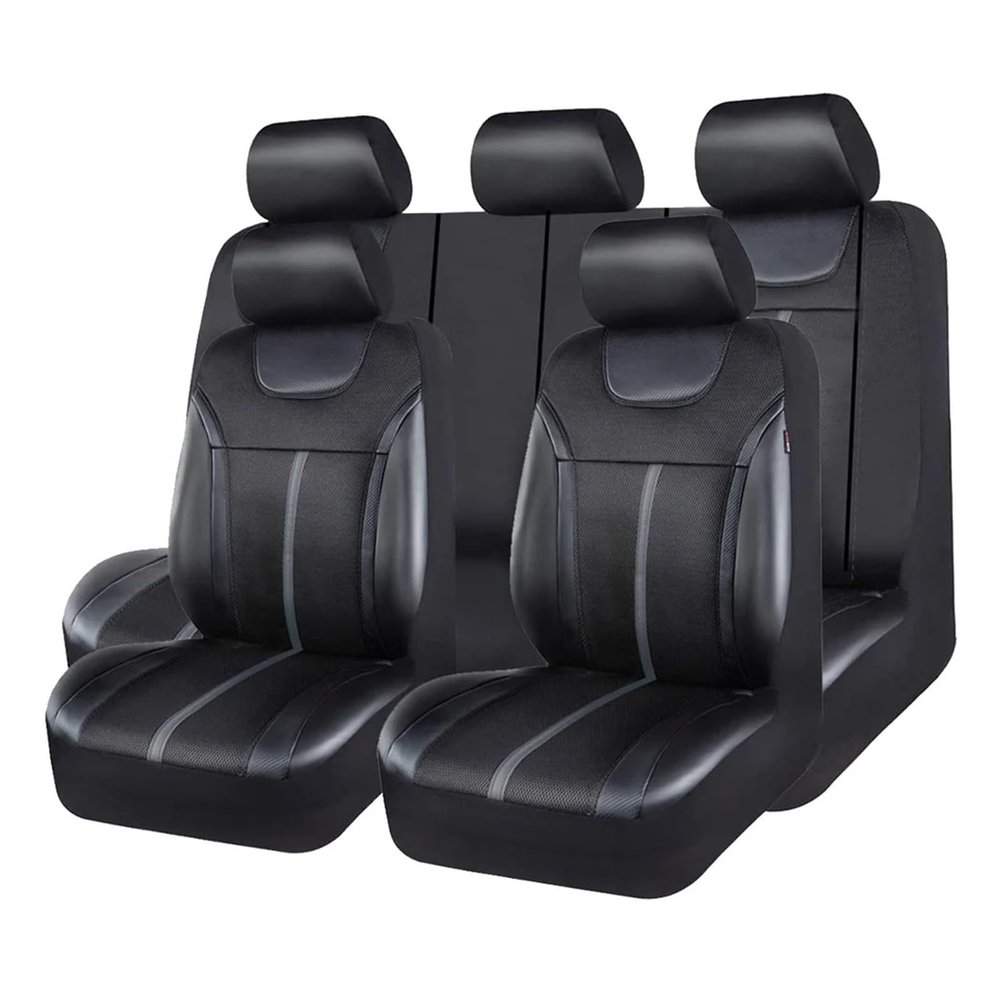 LYBCEOUF Universal and Mesh Fabric Car Seat Covers Leather Set Compatible for Most Car SUV Truck Van Car Accessories Interior